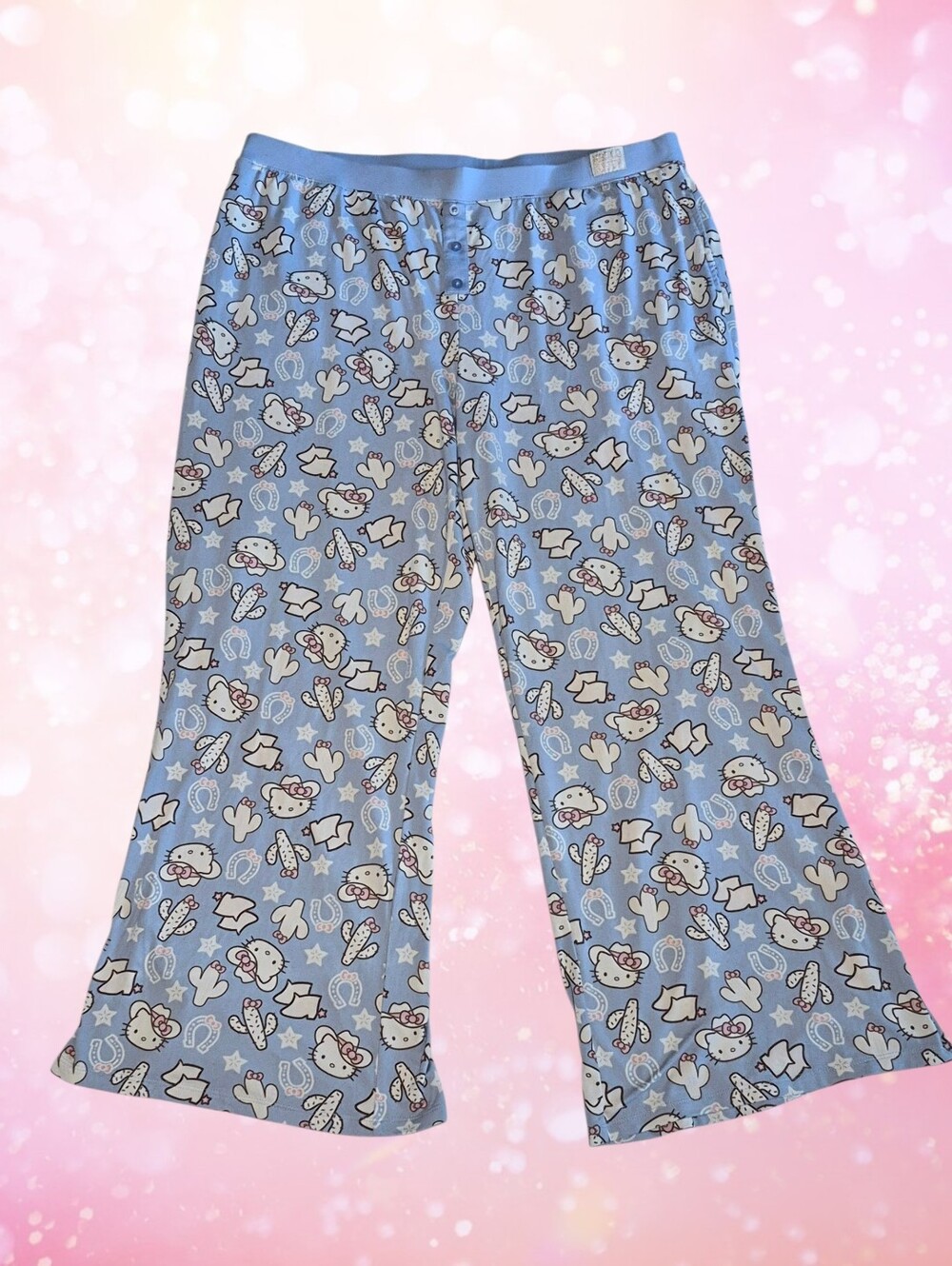 Light Blue Sanrio Hello Kitty Sleep Pants Western Style Print
